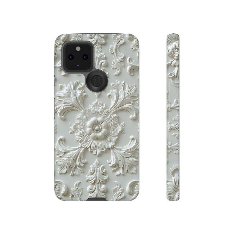 Cream Floral Google Pixel Case | Elegant Off White Phone Case | Vintage Baroque Pixel Cover image 10