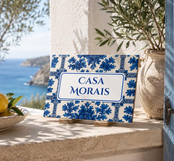 Mediterranean Custom Tile Sign – Personalized Coastal Ceramic