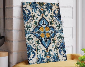 Portuguese Azulejo Glass Cutting Board – Mediterranean Kitchen Decor – Blue Ceramic Tile Chopping Block – Coastal Home Gift