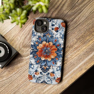 Mediterranean Floral Tile Phone Case: Portuguese Azulejo Design