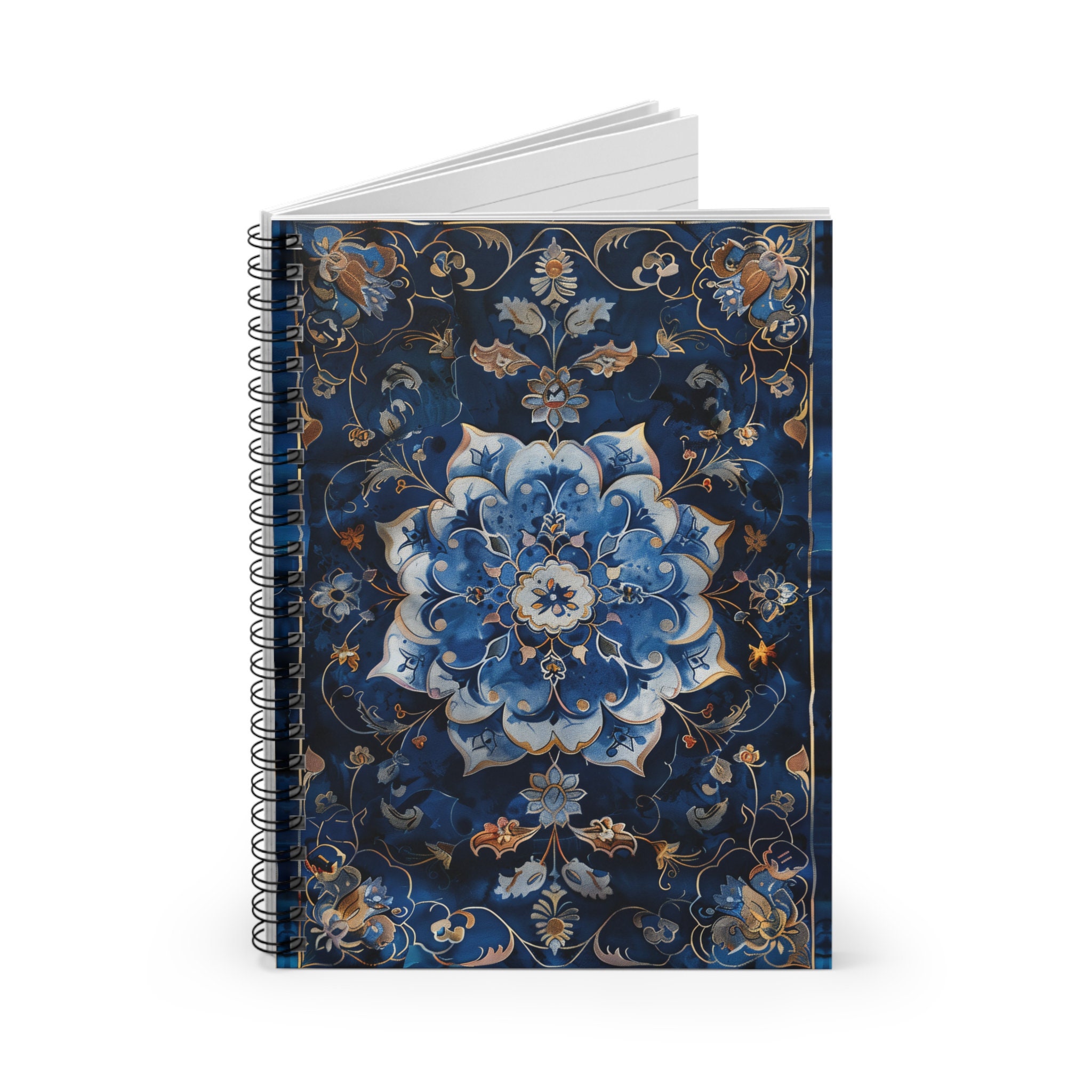 Midnight Blue Spiral Notebook: Persian Carpet Design, Ruled Pages - Etsy