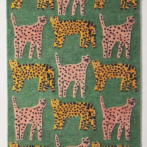 Designer hand tufted cat walk green area rug for New home gift ,Home decor Rugs ,Handmade rugs