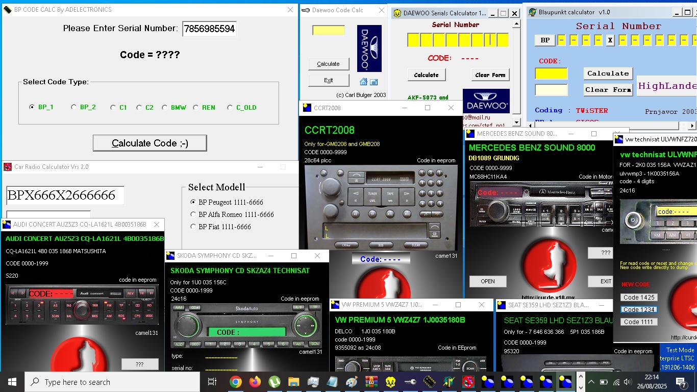 160種類以上のカーラジオコードロック解除ソフトウェアコレクション ユニバーサルシリアルナンバーデコード