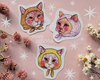 Cats in Scarfs / Babooshkas / cute vinyl stickers / waterproof / scratchproof / durable / die-cut