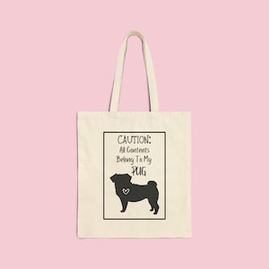 Pug Mom Tote Pug Dad Tote Cotton Canvas Tote Bag Pug Tote Pug Bag Pug Heart Pug Dog Tote Dog Bag Pet Tote Pug Gift Bag Pug Lover