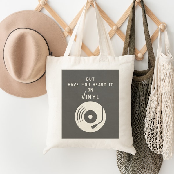 Record Store Shopping bag, Cotton Canvas Tote Bag, Music Gift, Vinyl Record Gift, Vinyl Record bag, music gift, holiday gift, christmas gift