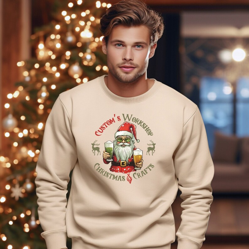 Personalized Christmas Sweatshirt Custom Christmas Gift Craft Beer Craft Beer Gift for Him Men