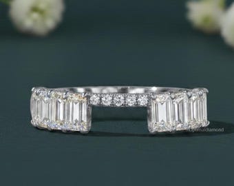 Custom Stacking Ring for Low-Setting Engagement Ring Open Wedding Band Emerald Matching Band Lab Grown Diamond Ring Wide Anniversary Ring