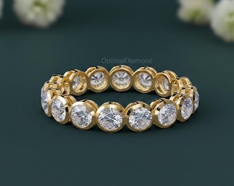Bague de fiançailles en diamant pour elle, bague d'éternité complète en diamants cultivés en laboratoire de 2,00 ct pour elle, bague d'anniversaire en or massif, alliance pour elle
