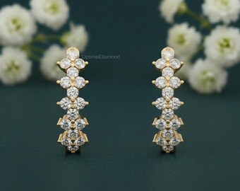 Puces d'oreilles en argent sterling avec diamants de laboratoire : Puces d'oreilles diamant rond 1 carat, cadeau d'anniversaire pour elle, cadeau de demoiselle d'honneur, boucle d'oreille pour elle
