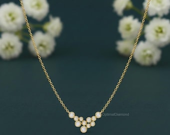 Collier rond de 0,60 ct de diamants cultivés en laboratoire pour elle, cadeau de fiançailles en diamant pour elle, cadeau de demoiselle d'honneur unique