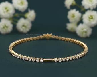 Bracelet de cheville en diamants cultivés en laboratoire : chaîne fine en or massif 14 carats, bijoux minimalistes