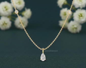Collier en forme de larme, collier de diamants de laboratoire de 1,10 ct pour elle, cadeau de fiançailles minimaliste pour elle, pendentif poire minimaliste délicat