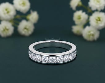 Bague de fiançailles diamant de laboratoire 1,50 ct, bague diamants cultivés en laboratoire taille ronde, alliance diamants pour elle, bague cadeau promesse diamants délicats
