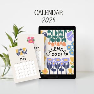 Calendar 2025, Digital 2025 Calendar, Monthly Calendar, Goodnotes, Desk Calendar, Minimalist Calendar, iPad Calendar, New Year resolution