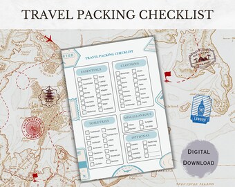 Travel Pack Checklist: Druckbare Packliste (Digitaler Download)