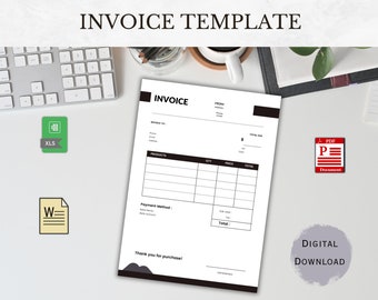 Bearbeitbare Rechnungsvorlage: PDF, Excel, Word (Digitaler Download)