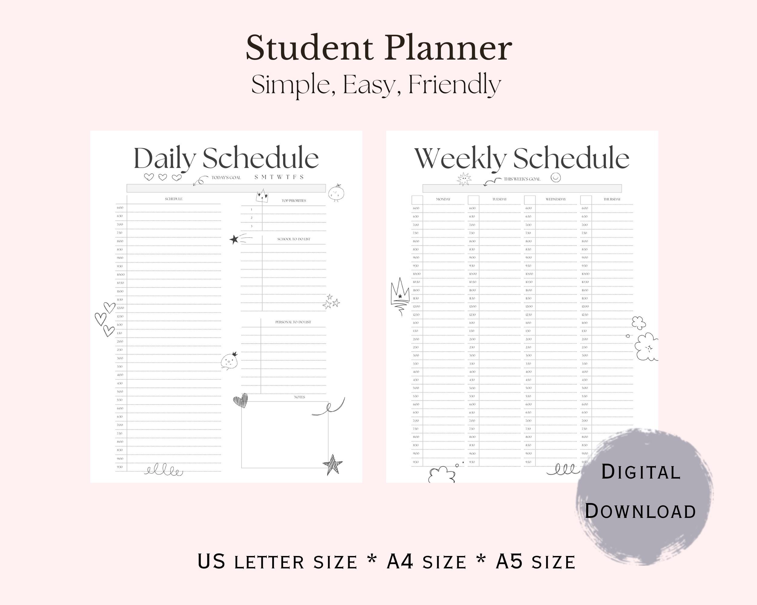 Printable Student Planner Bundle: Academic Daily, Weekly (digital ...