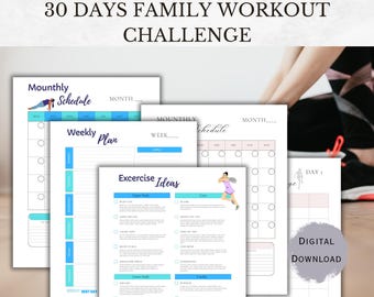 30-Tage-Familien Workout Challenge zum Ausdrucken (digitaler Download)