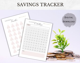 Ersparnissetracker Druckbar: 100 Tage Challenge Vorlage (PDF)