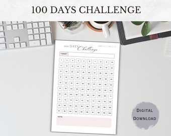 100 Days Challenge Tracker: GOal Setting zum Ausdrucken (Digitaler Download)