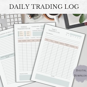 Dagelijks handelslogboek, aandelengrafieken, handelslogboek, handelsplanner, daghandelaar, Bitcoins, optietracker, investeringen, cryptografie, Bitcoin-logboek