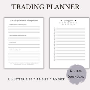Trading Journal Printable | Stock Options Bitcoin Trade Log PDF ...
