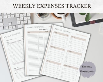 Wöchentlicher Ausgaben-Tracker zum Ausdrucken: Haushaltsplaner (Digitaler Download)
