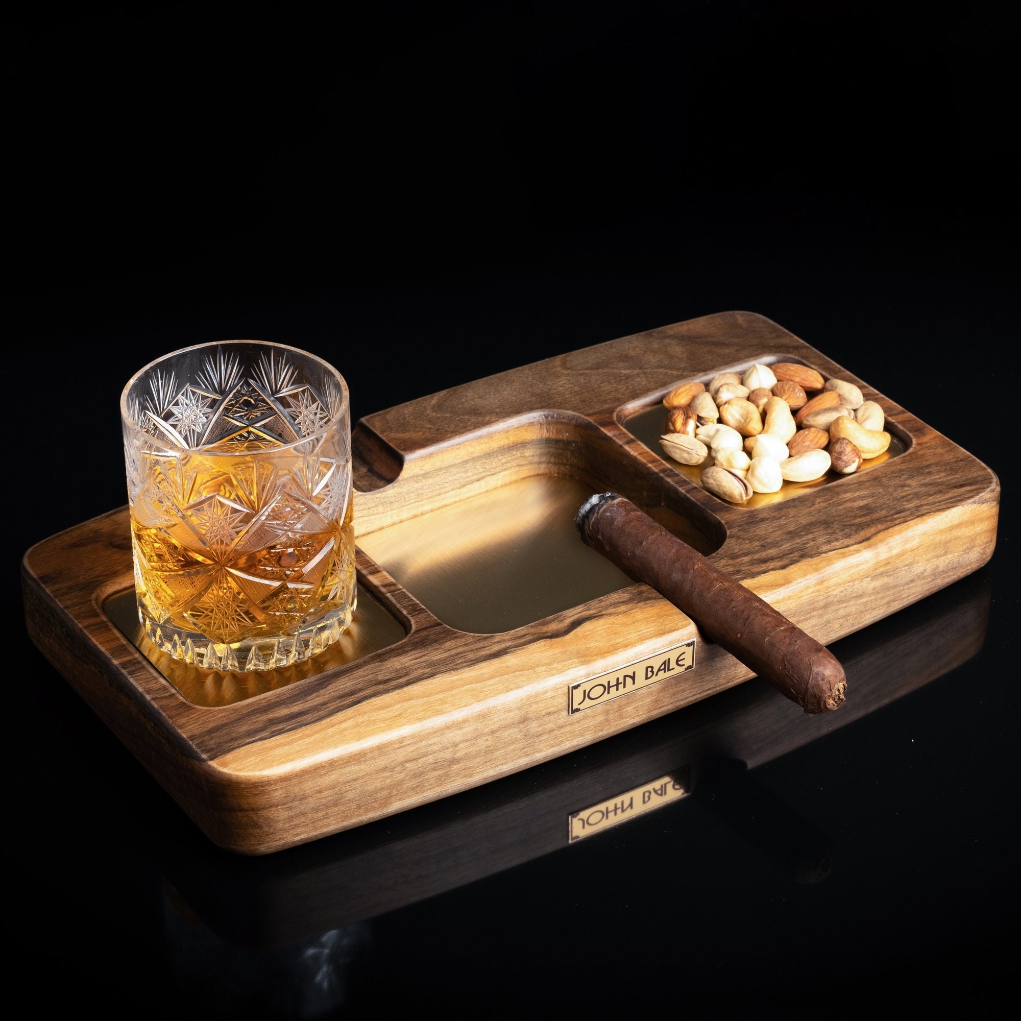 Wooden Ashtray and Whiskey Coaster, Personalized Unique Cigar Ashtray