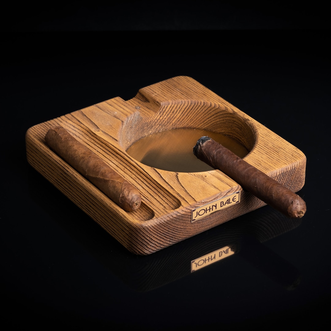 Wooden Cigar Holder Ashtray Personalized Cigar Accessories Etsy