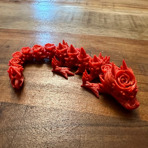 Baby Rosendrache - Floraler beweglicher Drache mit Rosen - Articulated Dragon