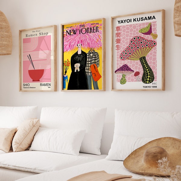 Yayoi Kusama Print, New Yorker Magazine Poster, Ramen Soup Print, Exhibition Art Print, Digital Japanese Prints,