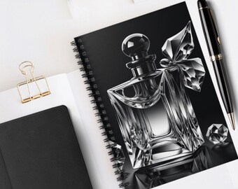 Cahier à spirales reflet fond noir bouteille de parfum en verre impression sombre papeterie cadeau fournitures d'écriture créatives journal indésirable