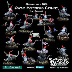 Gnome Army Mousehold Cavalry Miniatures | Warp Miniatures | Tabletop Wargaming