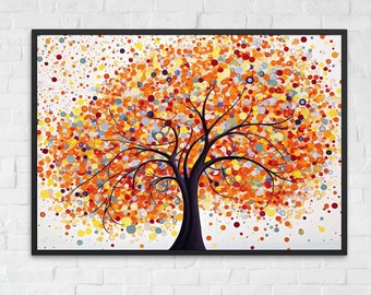 Colorful Rainbow Tree of Life Poster. Unframed Wall Art Picture Print - Nature Landscape Woodland Floral Boho Wall Decor. Matte/Semi-Gloss