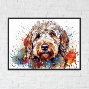 Merle Labradoodle / Goldendoodle Poster Print. Watercolor Painting Gift for Dog Lovers, Picture for Doodle Mom, Dad. Abstract Wall Art