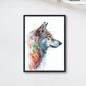 Watercolor Wolf Unframed Premium Print - Wildlife Animal Wall Art for Nature Enthusiasts, Grey Wolf Gift