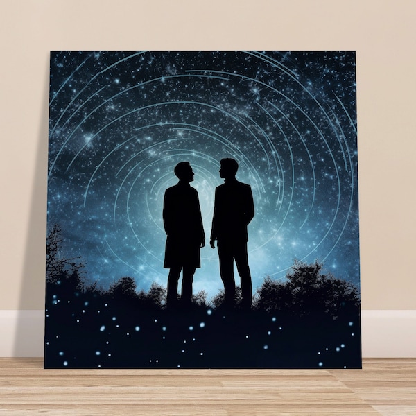 Written in the Stars - Love Under the Night Sky. Abstract Same-Sex Romantic Gift, Valentine's Day Print, Marriage Anniversary Silhouette