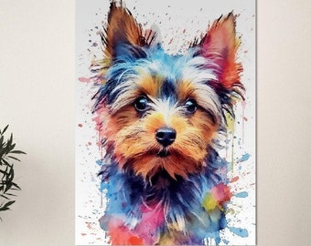 Yorkshire Terrier Poster with Free Delivery! Colorful Watercolor Nursery Poster Print Wall Art Gift for Dog Lovers, Yorkie Mom, Dad