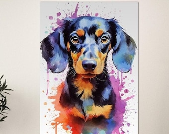 Dachshund Poster with Free Delivery! Colorful Watercolor Nursery Puppy Poster Print Wall Art Gift for Dog Lovers, Doxie Mom, Dad