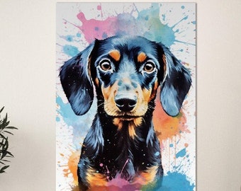 Dachshund Poster with Free Delivery! Colorful Watercolor Nursery Puppy Poster Print Wall Art Gift for Dog Lovers, Doxie Mom, Dad