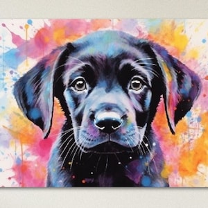 Black Labrador Poster with Free Delivery! Colorful Watercolor Nursery Puppy Poster Print Wall Art Gift for Dog Lovers, Black Lab Mom, Dad