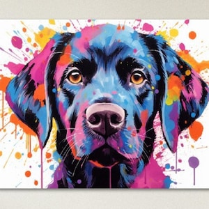 Black Labrador Poster with Free Delivery! Colorful Watercolor Nursery Puppy Poster Print Wall Art Gift for Dog Lovers, Black Lab Mom, Dad