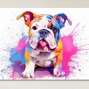 Funny Bulldog Puppy Poster with Free Delivery! Colorful Watercolor Nursery Puppy Poster Print Wall Art Gift for Dog Lovers, Bully Mom, Dad