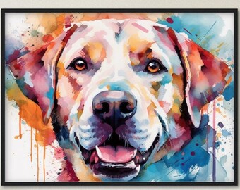 Aquarell Labrador gerahmte Wandkunst | Fertig zum Aufhängen | Wohnkultur Wandkunst | Aquarell | Geschenk für Hundeliebhaber
