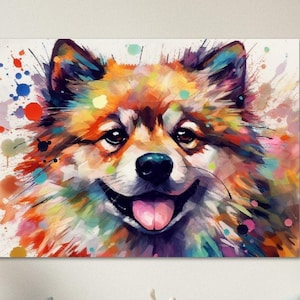 Watercolor Pomeranian Poster | Colorful Wall Art Gift for Dog Lovers, Cute Pom Mom, Pom Dad Painting