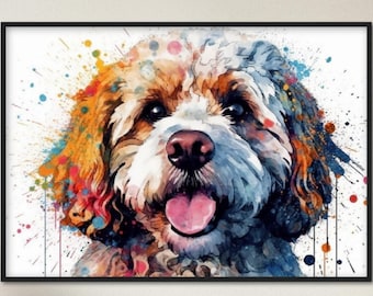Watercolor Cavapoo Framed Wall Art | Ready to Hang | Home Decor | Gift for Dog Lovers, Doodle Mom & Dad