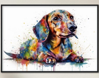 Watercolor Dachshund Framed Wall Art | Ready to Hang | Home Decor | Gift for Dog Lovers - Doxie Mom & Dad