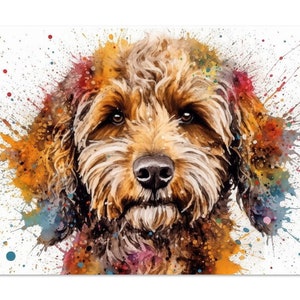 Watercolor Cockapoo Poster Print. Dog Art & Prints Gift for Dog Lover, Painting for Doodle Mom, Dad. Abstract Wall Art, Cavapoo Labradoodle