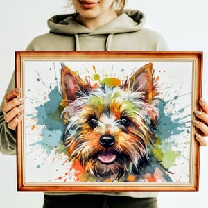Watercolor Yorkshire Terrier Poster | Colorful Wall Art Gift for Dog Lovers, Cute Yorkie Painting for Mum or Dad